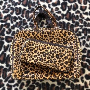 Leopard Cosmetic or Garment case with small bag